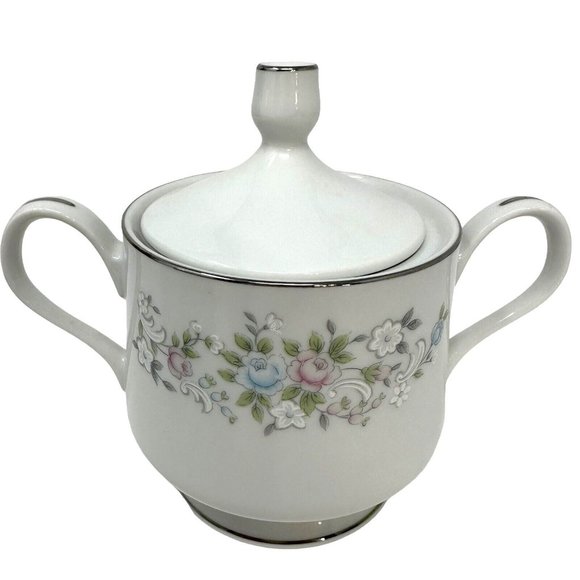 Carlion Fine China Creamer And Sugar Bowl with Lid Set Corsage #481 Japan Floral - Picture 9 of 14